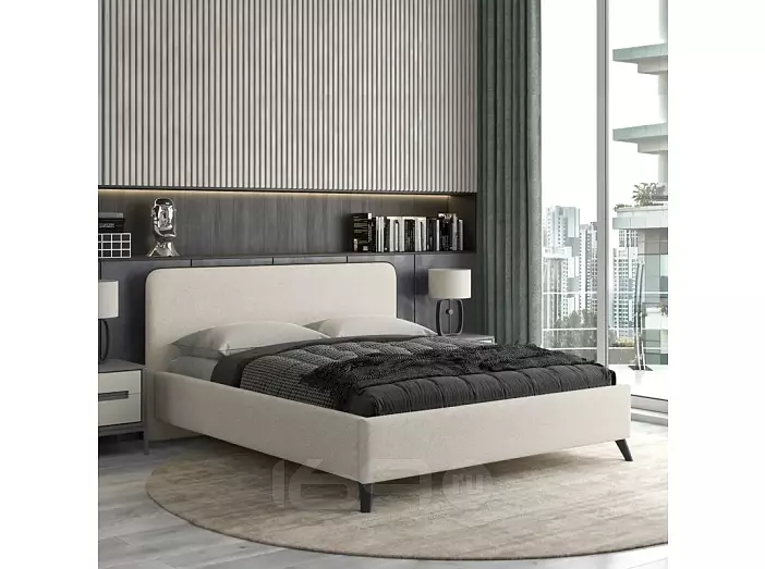 Кровать Миа рогожка браво вайт 1800x2000, изголовье мягкое