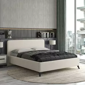 Кровать Миа рогожка браво вайт 1800x2000, изголовье мягкое
