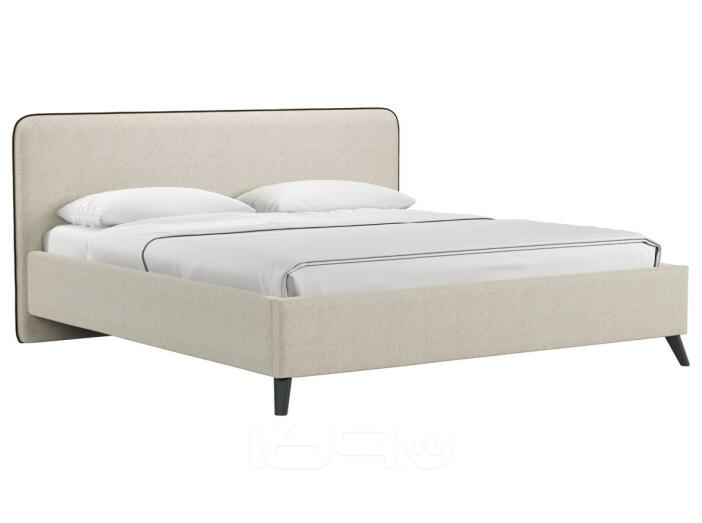 Кровать интерьерная Миа HP рогожка Bravo white/кант Коричневый 180*200