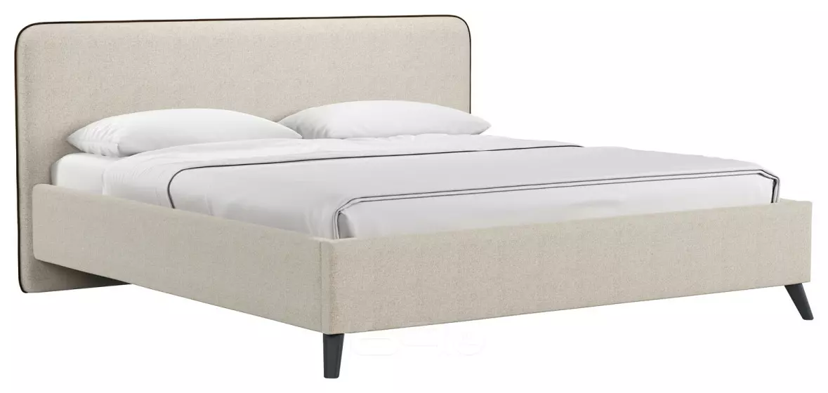 Кровать интерьерная Миа HP рогожка Bravo white/кант Коричневый 180*200