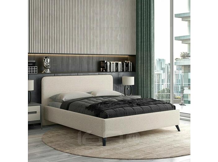 Кровать интерьерная Миа HP рогожка Bravo white/кант Коричневый 180*200
