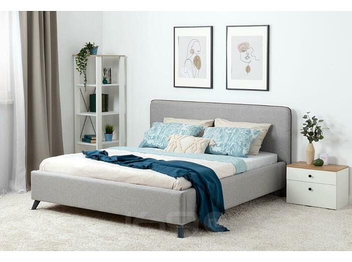 Кровать Миа рогожка браво грей 1400x2000, изголовье мягкое