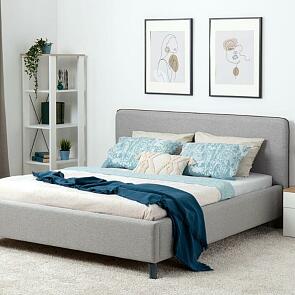 Кровать Миа рогожка браво грей 1400x2000, изголовье мягкое