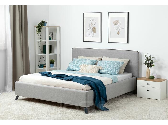 Кровать Миа рогожка браво грей 1400x2000, изголовье мягкое