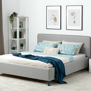 Кровать Миа рогожка браво грей 1400x2000, изголовье мягкое