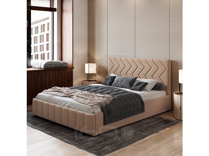 Кровать интерьерная Милана HP велюр Tenerife latte (бежевый кофейный) 160*200