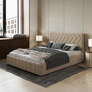 Кровать Милана велюр карамельный без подъёмного механизма 1800x2000, без ортопедического основания, изголовье мягкое