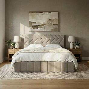 Кровать Милана велюр кварцевый без подъёмного механизма 1600x2000, без ортопедического основания, изголовье мягкое