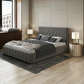 Кровать Милана велюр fresh espresso 1400x2000, изголовье мягкое