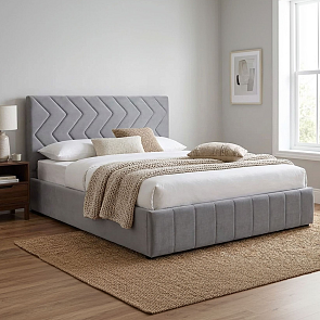 Кровать Милана велюр пепельно-серый без подъёмного механизма 1600x2000, без ортопедического основания, изголовье мягкое