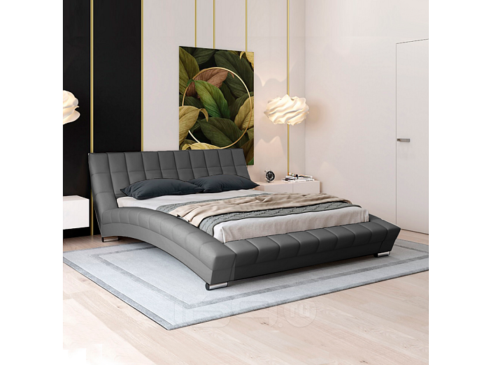 Кровать интерьерная Оливия экокожа Марика 485 Серый 160*200