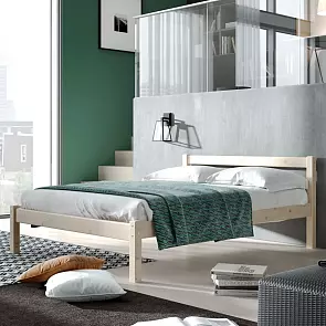 Кровать Рино без обивки бежевый без подъёмного механизма 1400x2000, изголовье жесткое