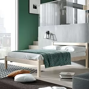 Кровать Рино без обивки бежевый без П/М 1600x2000, ортопедическое основание, изголовье жесткое
