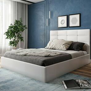 Кровать Соната экокожа белый 1800x2000, без ортопедического основания, изголовье мягкое