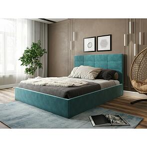 Кровать Соната велюр бирюзовый 1800x2000, без ортопедического основания, изголовье мягкое