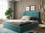 Кровать Соната велюр бирюзовый 1800x2000, без ортопедического основания, изголовье мягкое