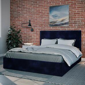 Кровать Соната велюр индиго 1800x2000, без ортопедического основания, изголовье мягкое