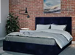 Кровать Соната велюр индиго 1800x2000, без ортопедического основания, изголовье мягкое