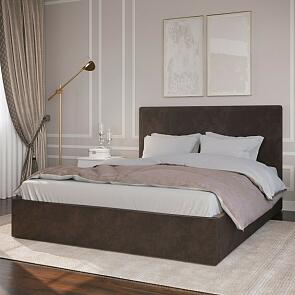 Кровать Соната велюр шоколад 1800x2000, без ортопедического основания, изголовье мягкое
