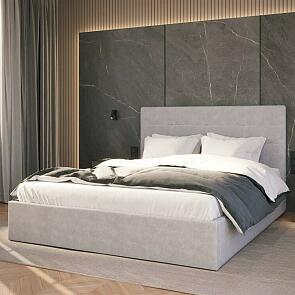 Кровать Соната велюр светло-серый 1800x2000, без ортопедического основания, изголовье мягкое