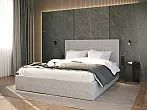 Кровать Соната велюр светло-серый без П/М 1800x2000, без ортопедического основания, изголовье мягкое