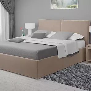 Кровать Виченца велюр бежевый С П/М 1400x2000, изголовье мягкое