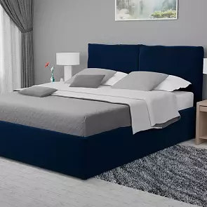 Кровать Виченца велюр синий С П/М 1600x2000, изголовье мягкое