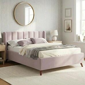 Кровать Betsi велюр лиловый с подъемным механизмом 1600x2000, ортопедическое основание, изголовье мягкое