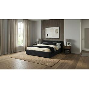 Кровать Erika велюр черный с подъемным механизмом 1600x2000, ортопедическое основание, изголовье мягкое