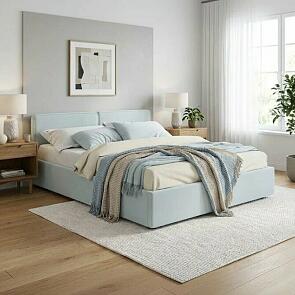 Кровать Erika велюр мята пастель с подъемным механизмом 1600x2000, ортопедическое основание, изголовье мягкое