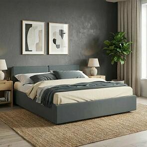 Кровать Erika велюр маренго с подъемным механизмом 1600x2000, ортопедическое основание, изголовье мягкое