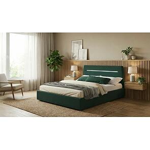 Кровать Neo велюр изумруд с подъемным механизмом 1600x2000, ортопедическое основание, изголовье мягкое
