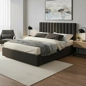 Кровать Olivia велюр шоколад без П/М 1400x2000, изголовье мягкое