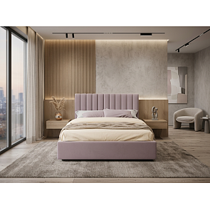 Кровать Olivia велюр лиловый без П/М 1800x2000, ортопедическое основание, изголовье мягкое