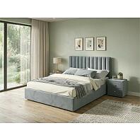 Кровать Olivia велюр серый С П/М 1600x2000, изголовье мягкое