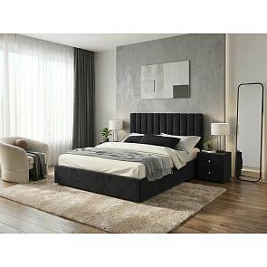Кровать Olivia велюр темный С П/М 1600x2000, изголовье мягкое