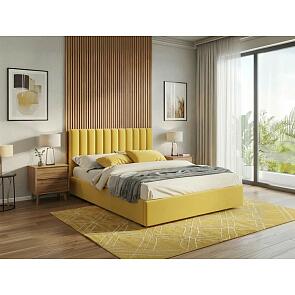 Кровать Olivia велюр желтый С П/М 1600x2000, изголовье мягкое