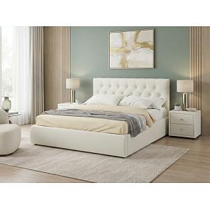 Кровать Verona с тумбами велюр бежевый С П/М 1600x2000, ортопедическое основание, изголовье мягкое