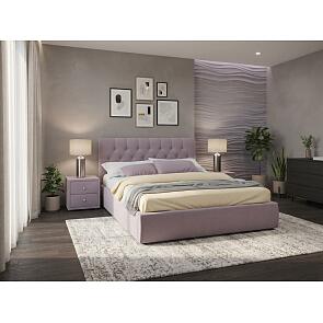 Кровать Verona с тумбами велюр лиловый С П/М 1600x2000, ортопедическое основание, изголовье мягкое