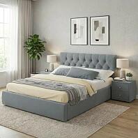 Кровать Verona велюр серый С П/М 1600x2000, изголовье мягкое