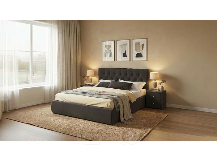 Кровать Verona велюр шоколад С П/М 1600x2000, изголовье мягкое