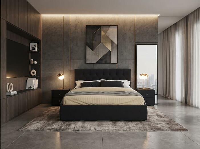 Кровать Verona с тумбами велюр темный С П/М 1600x2000, ортопедическое основание, изголовье мягкое