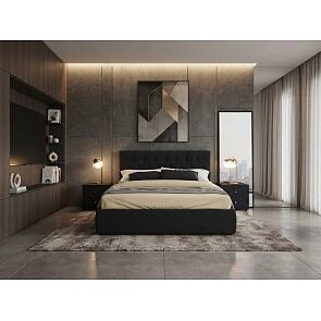 Кровать Verona с тумбами велюр темный С П/М 1600x2000, ортопедическое основание, изголовье мягкое