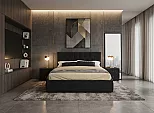 Кровать Verona с тумбами велюр темный С П/М 1600x2000, ортопедическое основание, изголовье мягкое