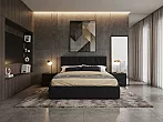 Кровать Verona с тумбами велюр темный С П/М 1600x2000, ортопедическое основание, изголовье мягкое