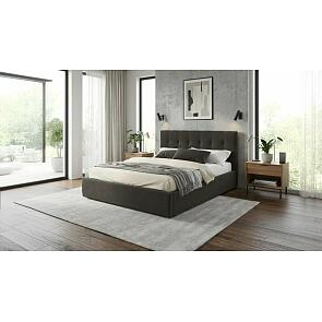 Кровать Selesta велюр шоколад без подъёмного механизма 1600x2000, изголовье мягкое