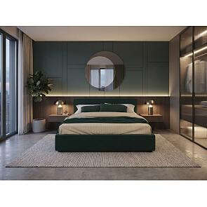 Кровать Skandi велюр изумруд С П/М 1600x2000, ортопедическое основание, изголовье мягкое