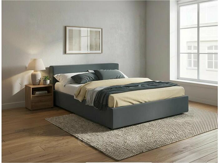 Кровать Skandi велюр маренго С П/М 1600x2000, ортопедическое основание, изголовье мягкое