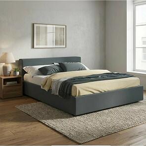 Кровать Skandi велюр маренго С П/М 1600x2000, ортопедическое основание, изголовье мягкое