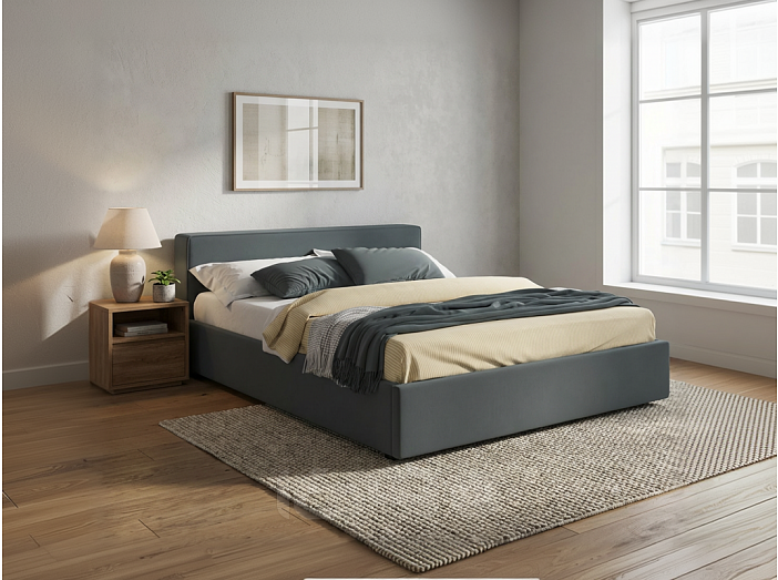 Кровать Skandi велюр маренго С П/М 1600x2000, ортопедическое основание, изголовье мягкое